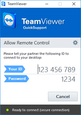 Ejemplo del TeamViewer QuickSupport