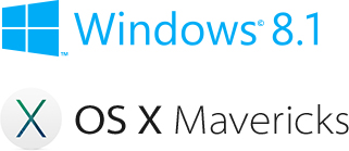 Logo Windows 8.1 et logo Mac OS X Mavericks