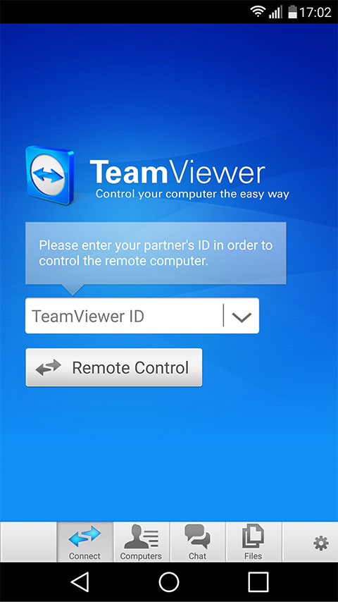 Android TeamViewer startscreen (click to enlarge)