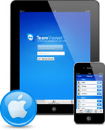 iPad et iPhone avec application TeamViewer iPhone et icône Apple