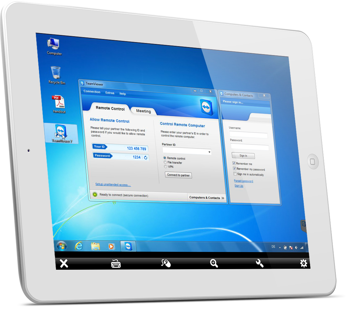 control tablet with teamviewer